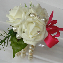 Ivory & Fuchsia Wrist Corsage